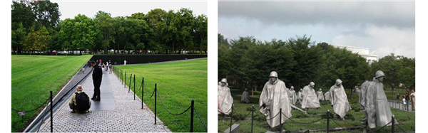 左:《越戰(zhàn)紀(jì)念碑》 右:《韓戰(zhàn)紀(jì)念碑》